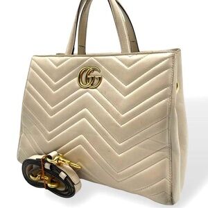 Gucci Cream Satchel with Gold Accents
